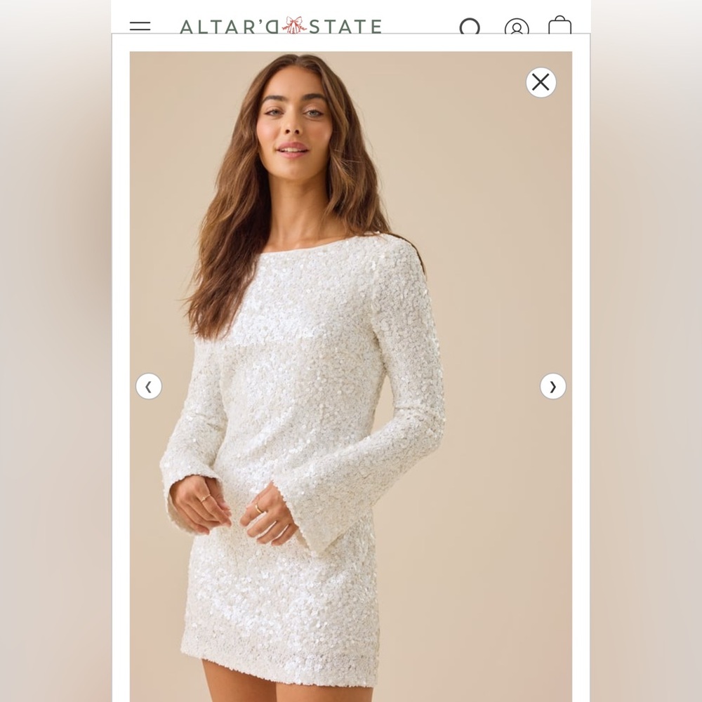 NWT altard state Delaney white sequin dress